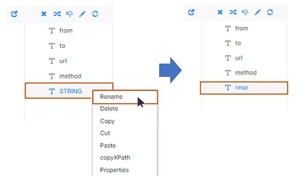 Strign element to resp