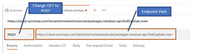 Enter Request URL